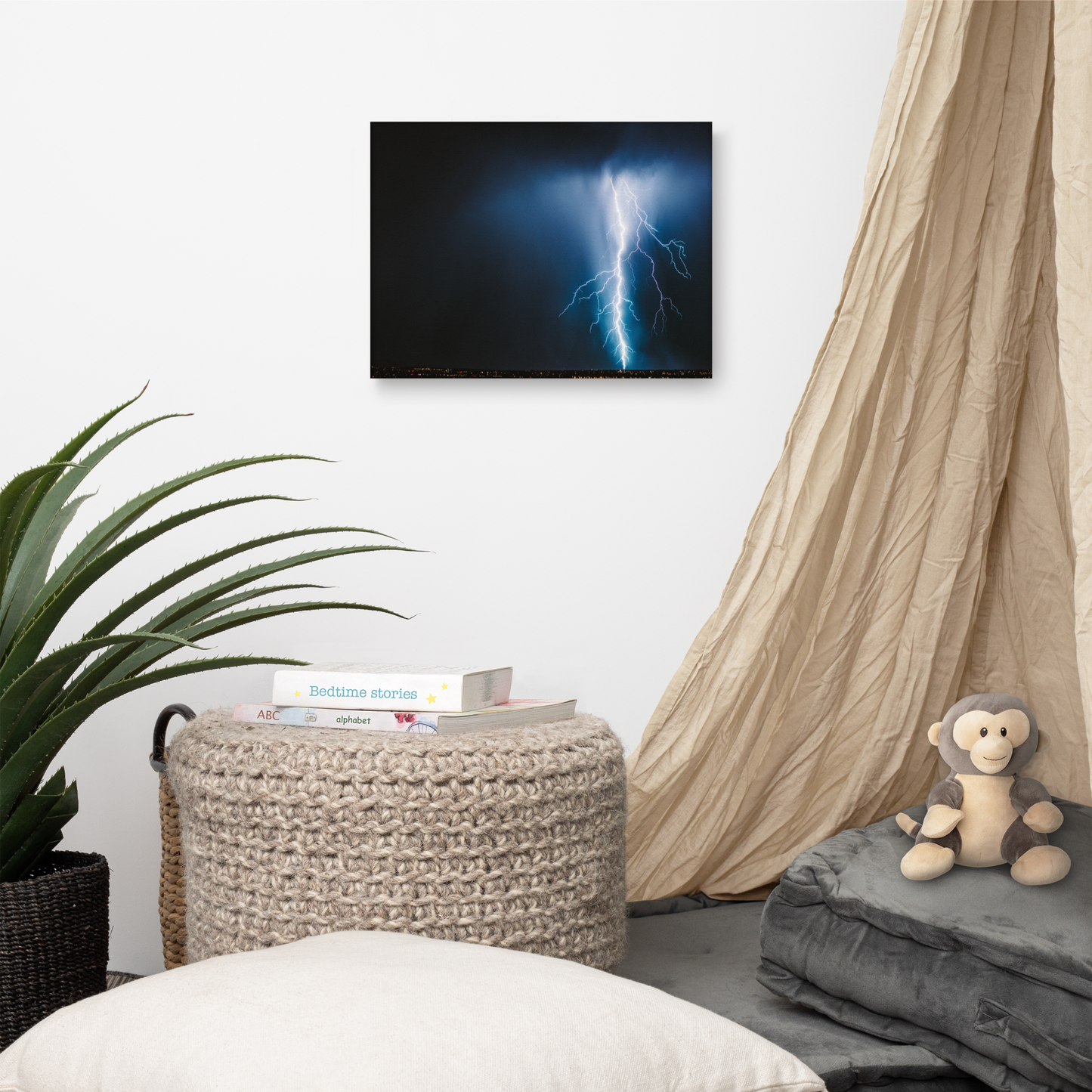Aerial Lightning Framed Canvas