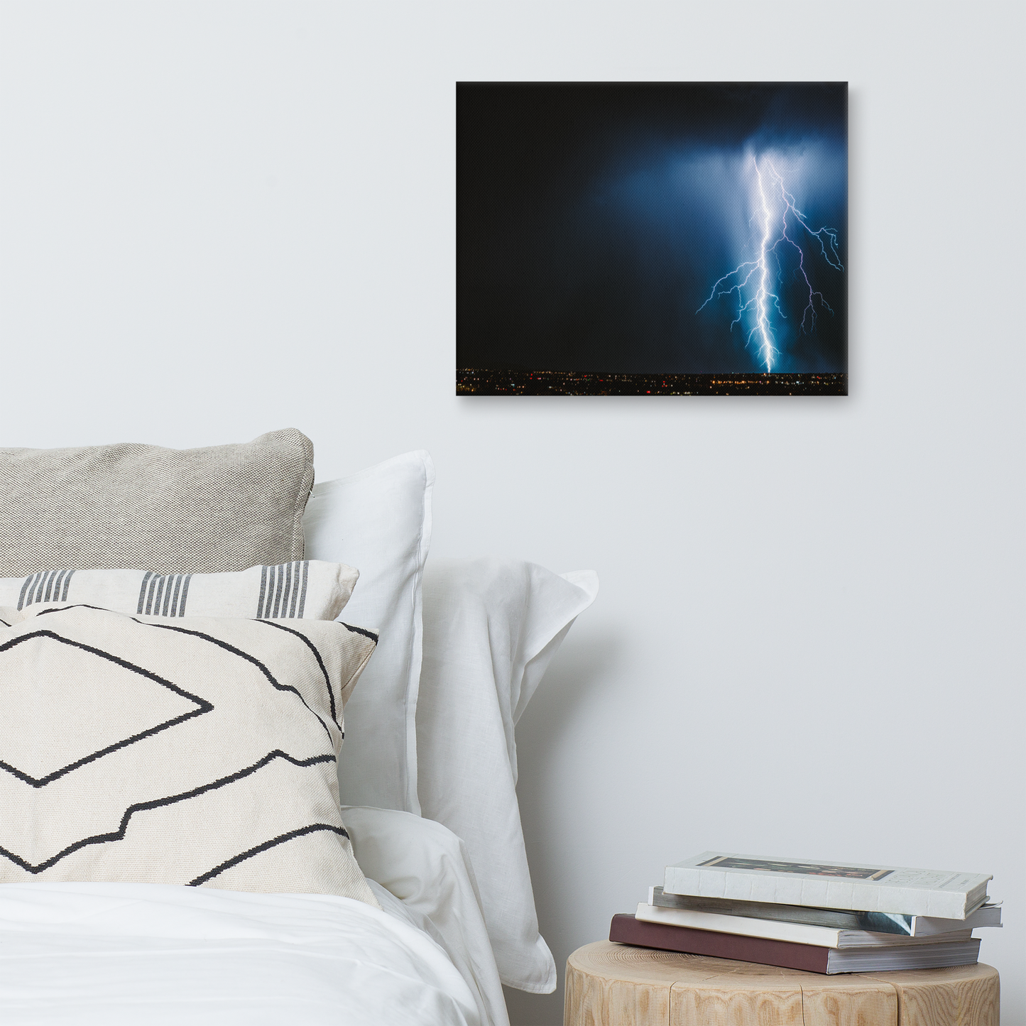 Aerial Lightning Framed Canvas