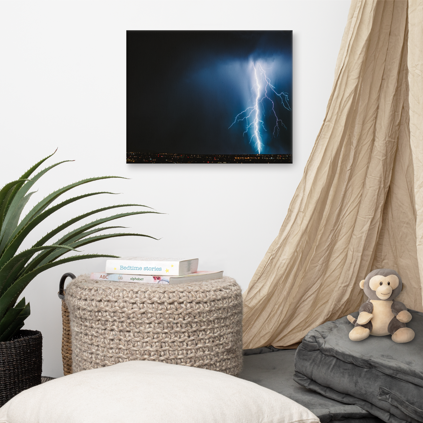 Aerial Lightning Framed Canvas