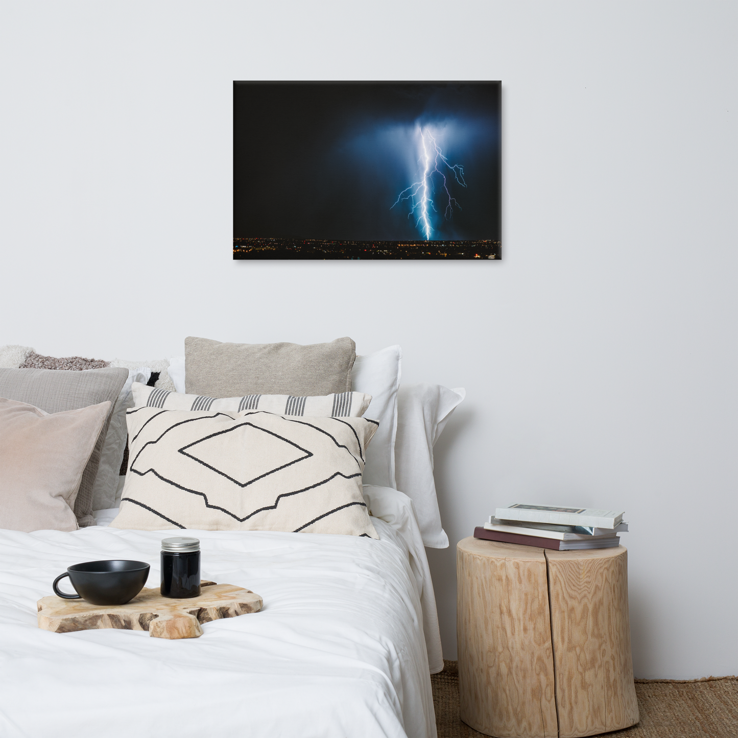 Aerial Lightning Framed Canvas