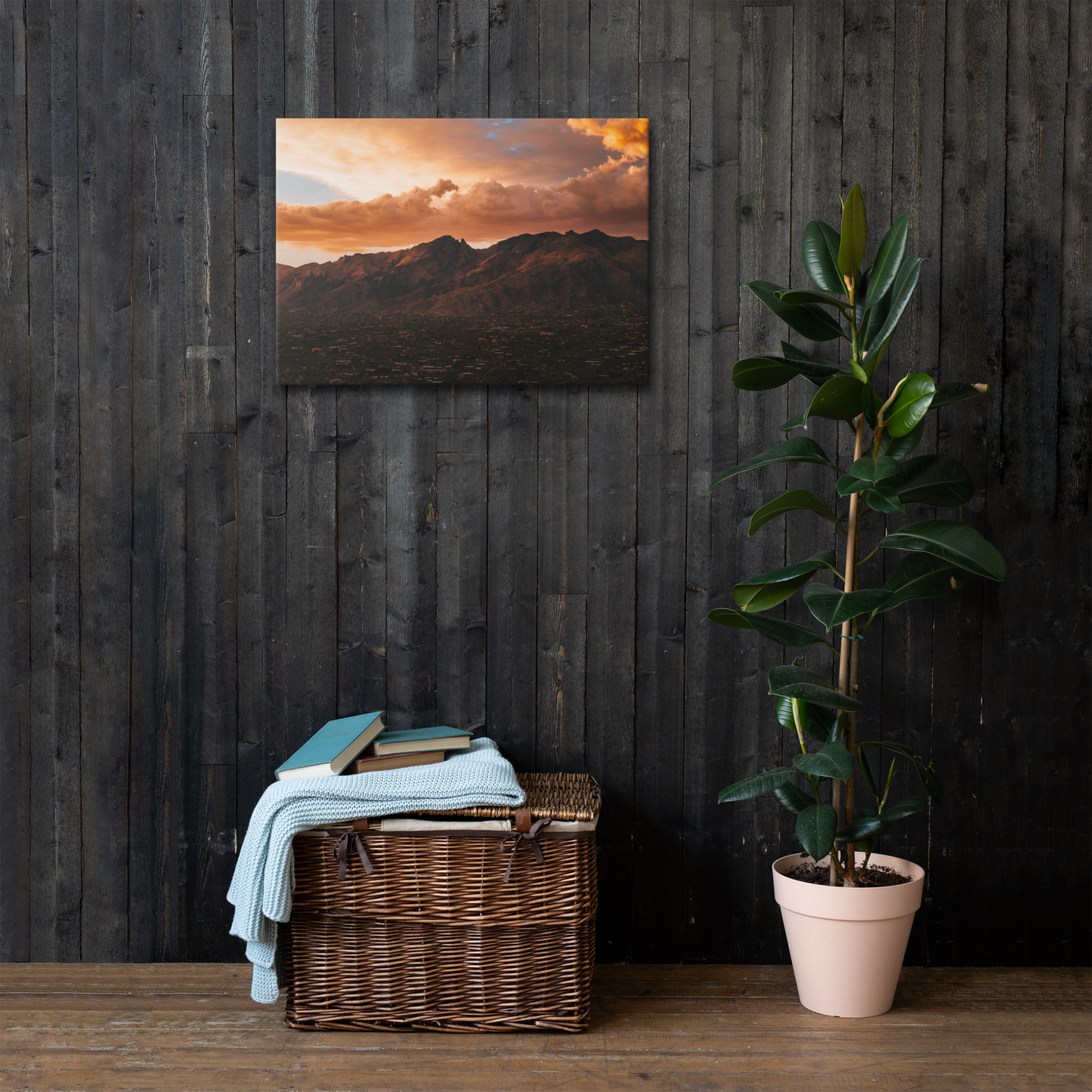 Catalina Mountains Thin Framed Canvas
