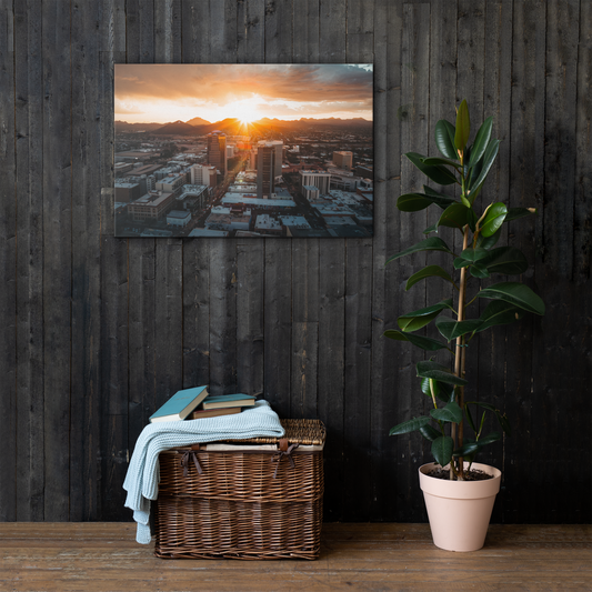 Downtown Sunset Thin Framed Canvas